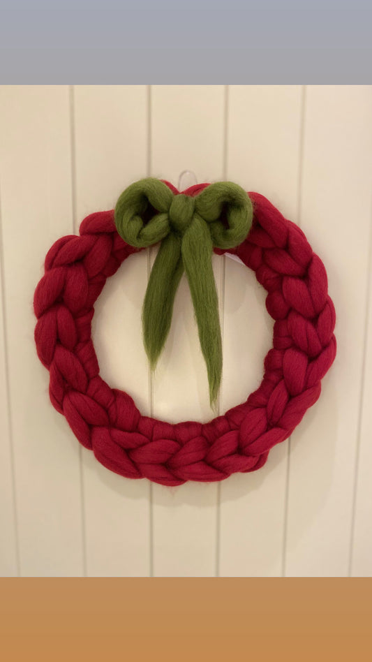 Christmas Merino Wreath - Red