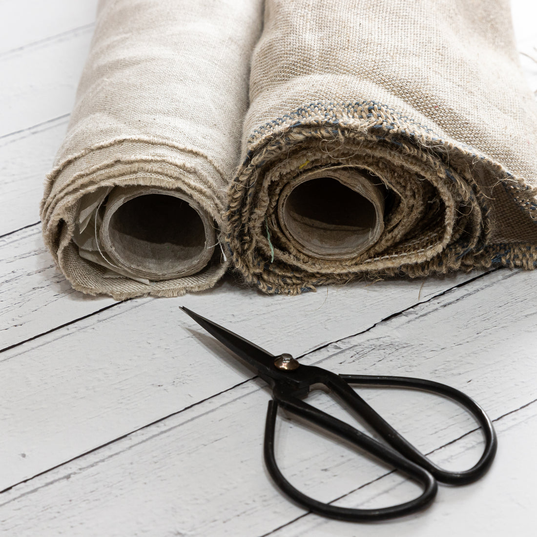 irish linen rolls and scissors