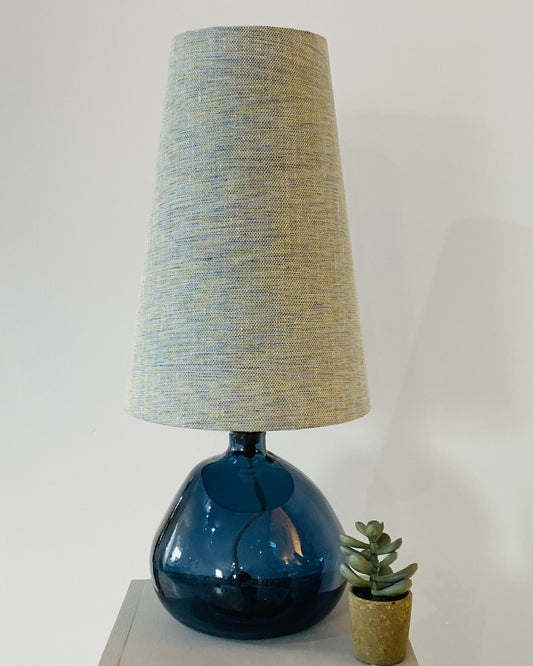 Bubble Table Lamp in Sea Blue with Irish Linen Cone Shade .....Collection Only